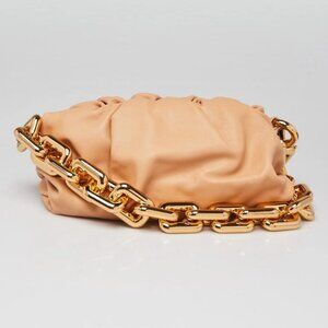 Bottega Veneta Beige Leather Teen Chain Pouch Bag